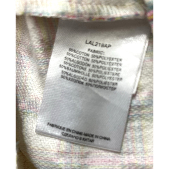 Lili Sidonio Pants Womens Large Neon Plaid Seersucker Elastic Cuff Cargo Pockets - Picture 5 of 14